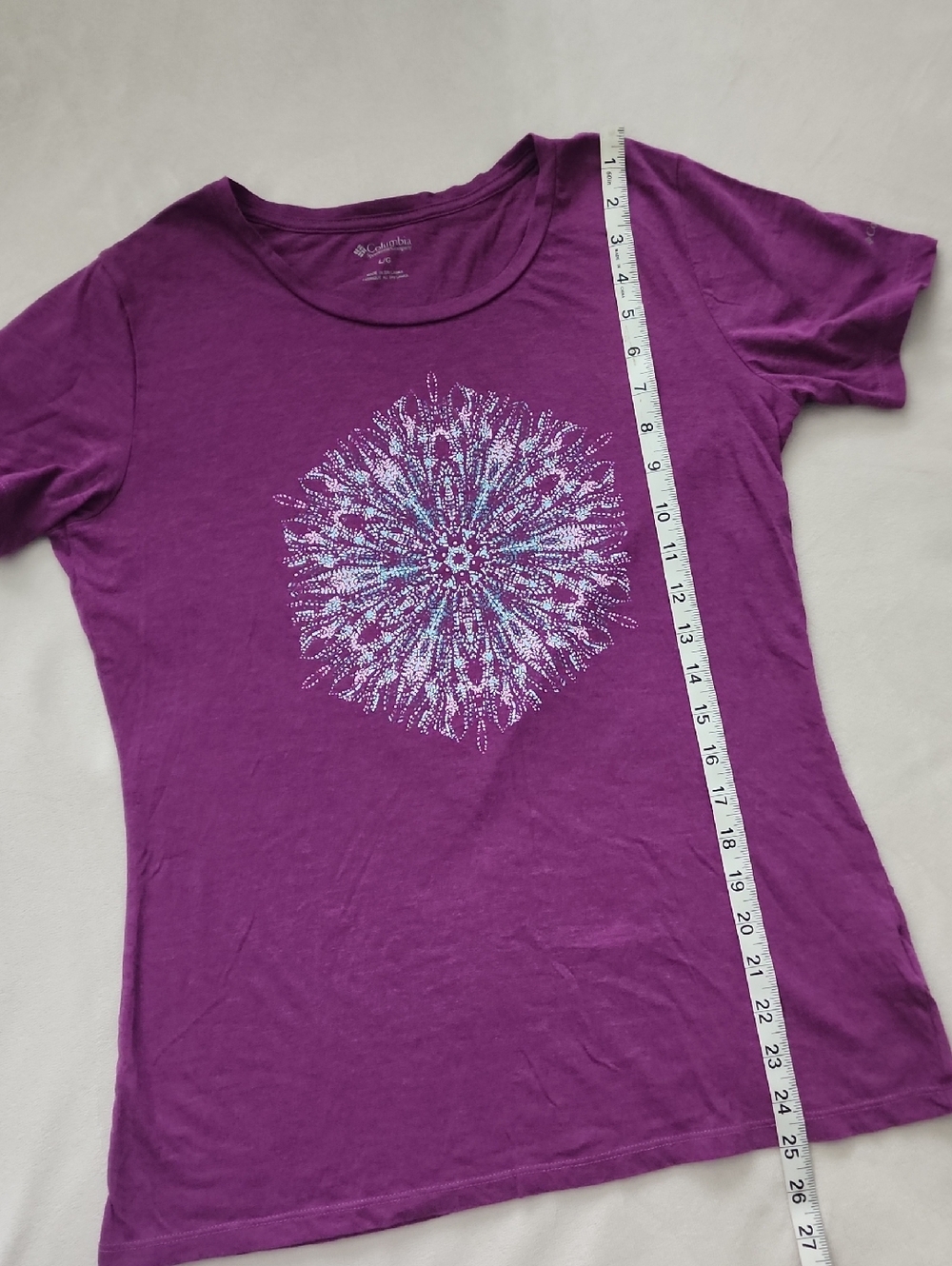 Columbia Purple Short-Sleeve Tee with Light Blue Mandala Graphic - Picture 3 of 6